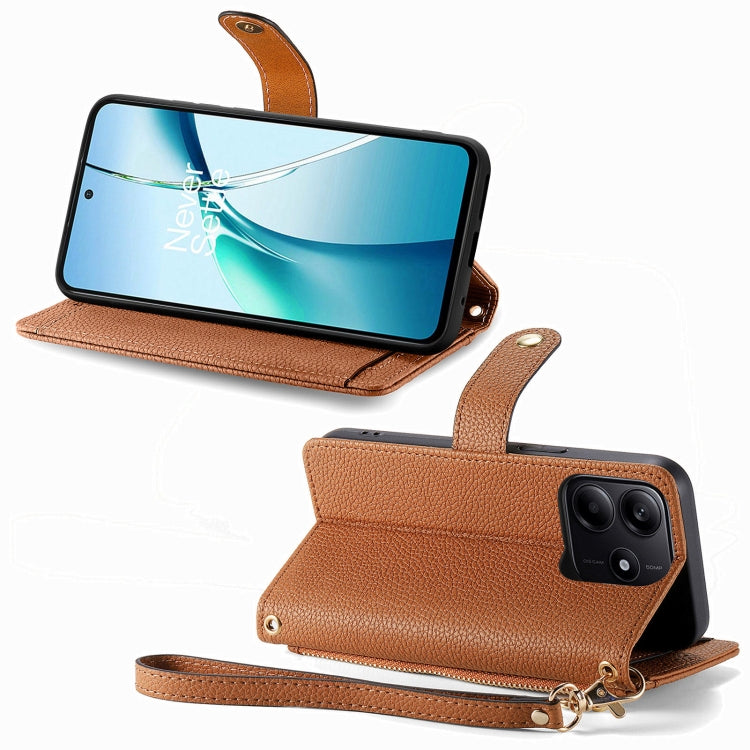 For Xiaomi Redmi Note 14 5G Love Zipper Lanyard Leather Phone Case