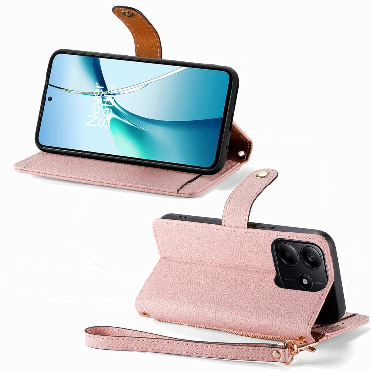 For Xiaomi Redmi Note 14 5G Love Zipper Lanyard Leather Phone Case
