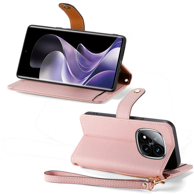 For Xiaomi Redmi Note 14 Pro+ 5G Love Zipper Lanyard Leather Phone Case