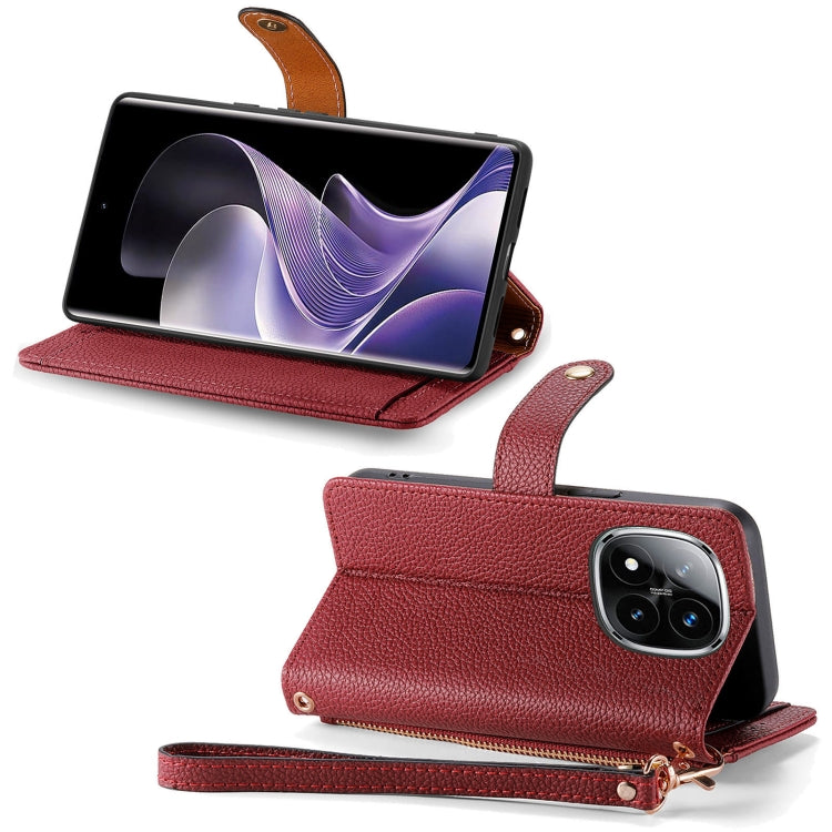 For Xiaomi Redmi Note 14 Pro+ 5G Love Zipper Lanyard Leather Phone Case