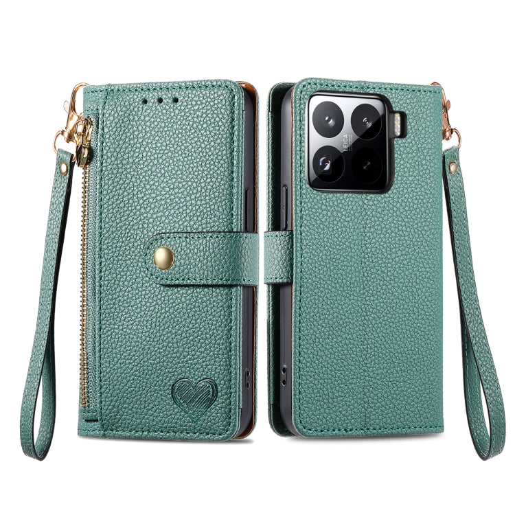 For Xiaomi 15 Love Zipper Lanyard Leather Phone Case
