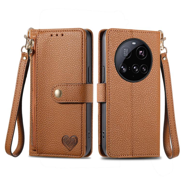 For Xiaomi 15 Ultra Love Zipper Lanyard Leather Phone Case