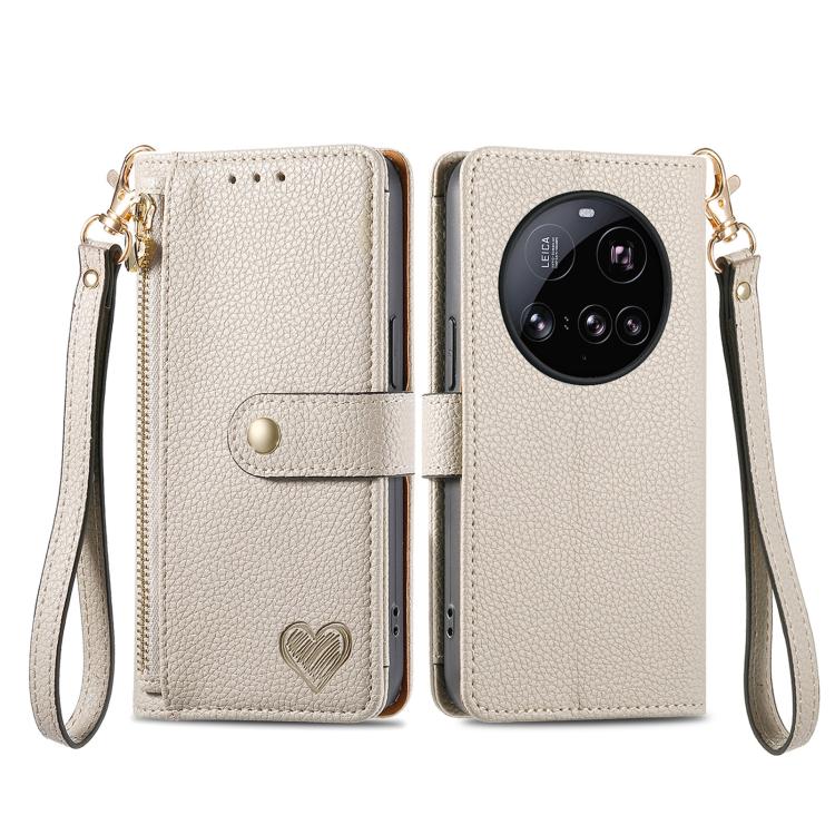 For Xiaomi 15 Ultra Love Zipper Lanyard Leather Phone Case