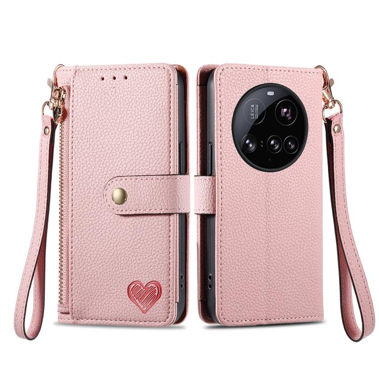 For Xiaomi 15 Ultra Love Zipper Lanyard Leather Phone Case