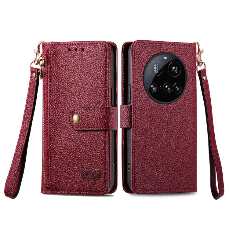 For Xiaomi 15 Ultra Love Zipper Lanyard Leather Phone Case