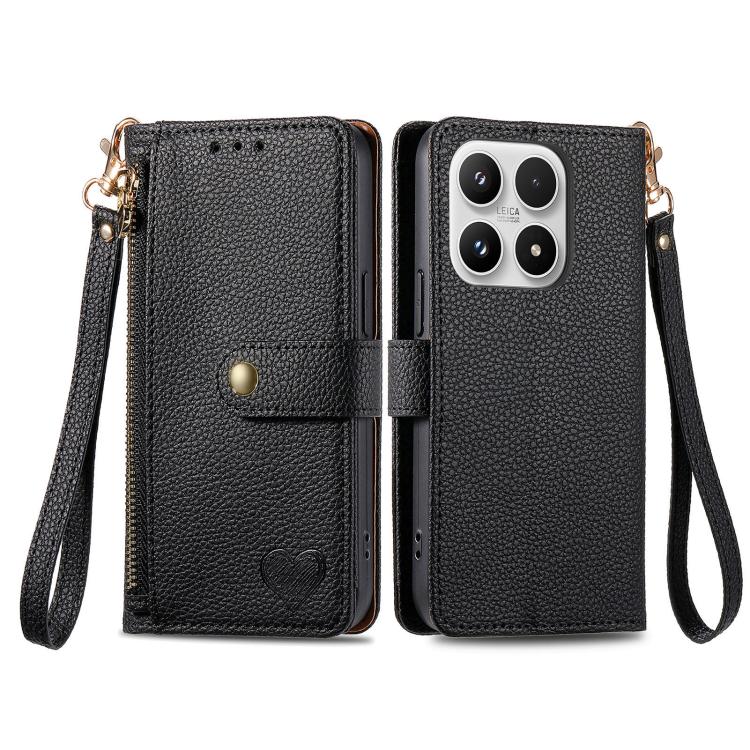 For Xiaomi 17 Love Zipper Lanyard Leather Phone Case