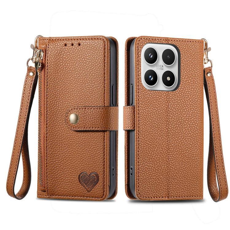 For Xiaomi 17 Love Zipper Lanyard Leather Phone Case