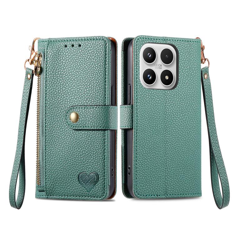 For Xiaomi 17 Love Zipper Lanyard Leather Phone Case