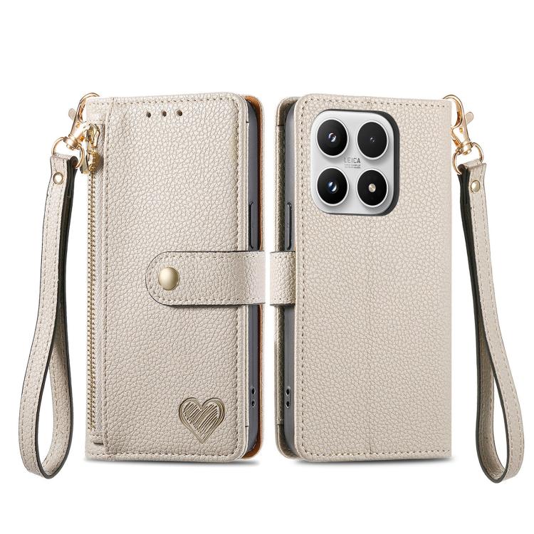 For Xiaomi 17 Love Zipper Lanyard Leather Phone Case