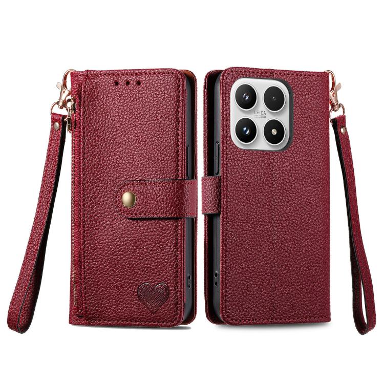 For Xiaomi 17 Love Zipper Lanyard Leather Phone Case
