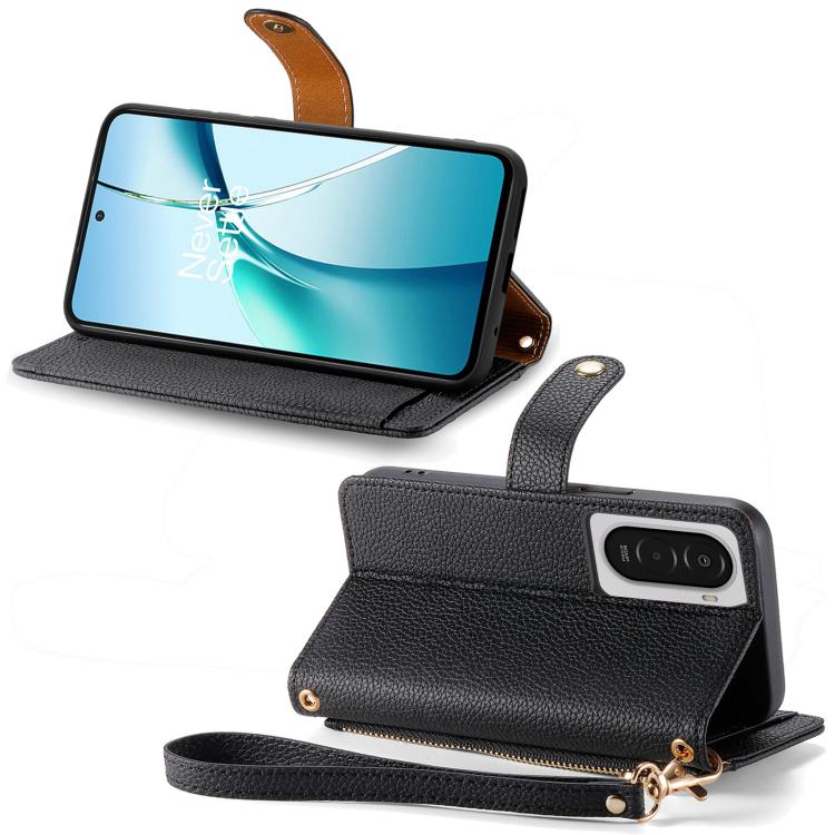 For Xiaomi Poco M7 4G 169mm Love Zipper Lanyard Leather Phone Case