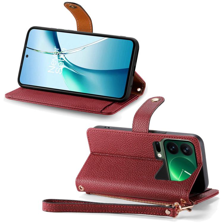 For Xiaomi 17 Pro Love Zipper Lanyard Leather Phone Case