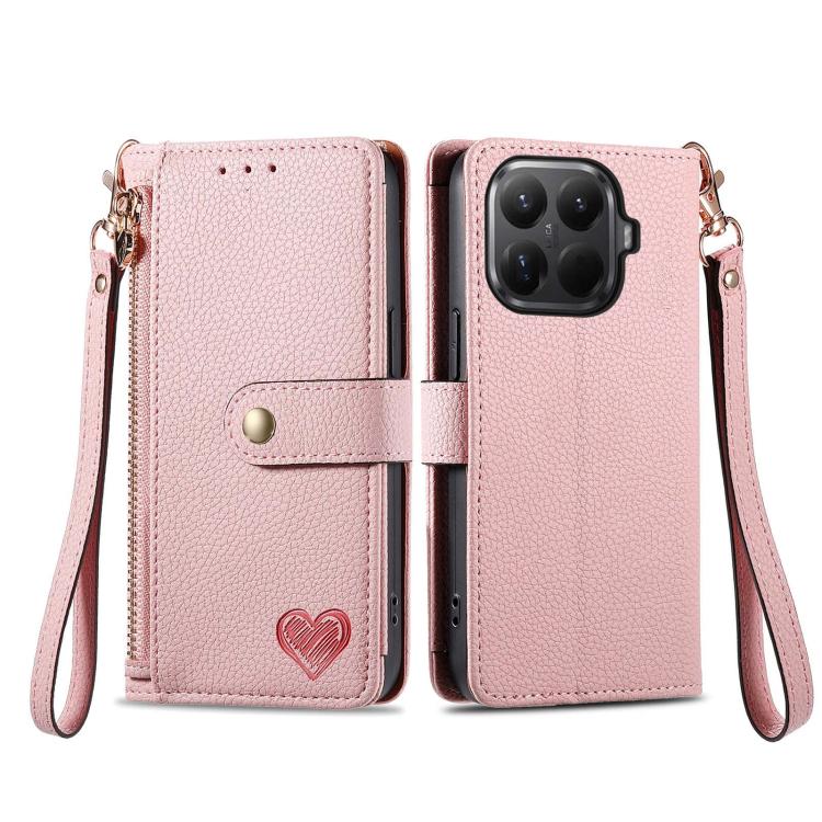 For Xiaomi 15T Pro Love Zipper Lanyard Leather Phone Case