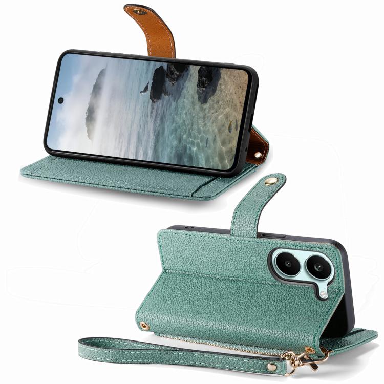 For Xiaomi Poco X8 Pro 5G Love Zipper Lanyard Leather Phone Case