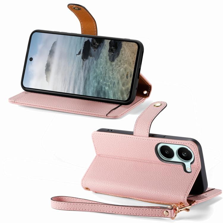 For Xiaomi Poco X8 Pro 5G Love Zipper Lanyard Leather Phone Case