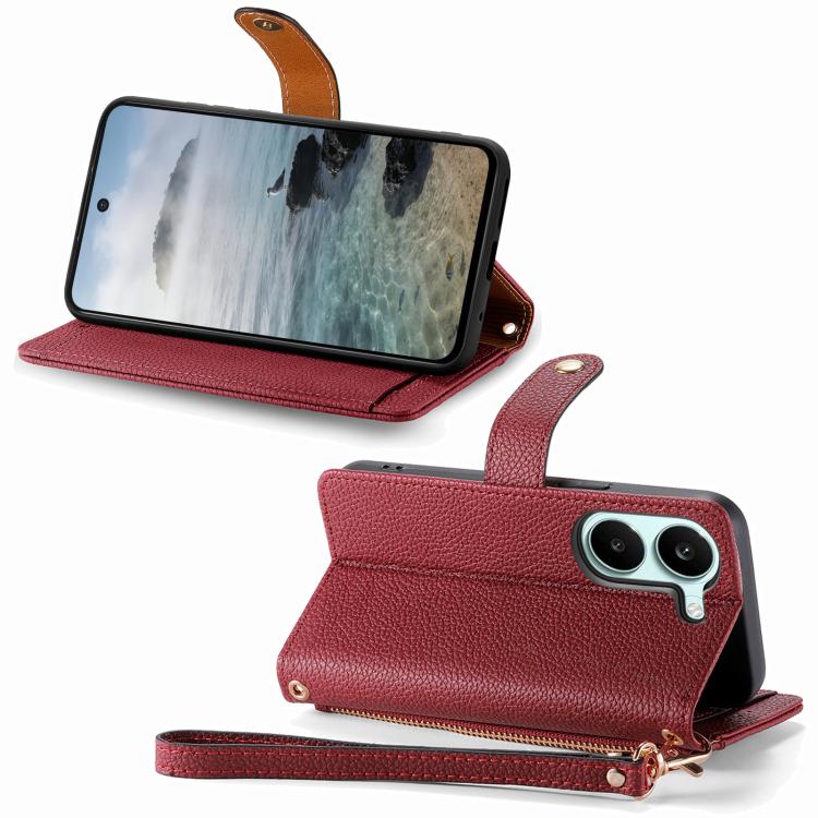 For Xiaomi Poco X8 Pro 5G Love Zipper Lanyard Leather Phone Case