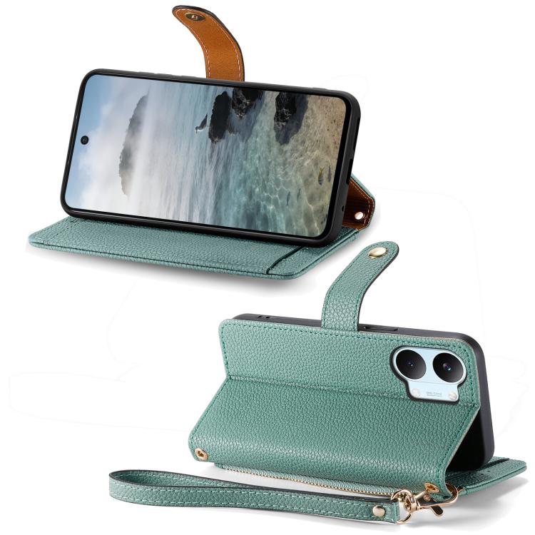 For Redmi Turbo 5 Max 5G Love Zipper Lanyard Leather Phone Case