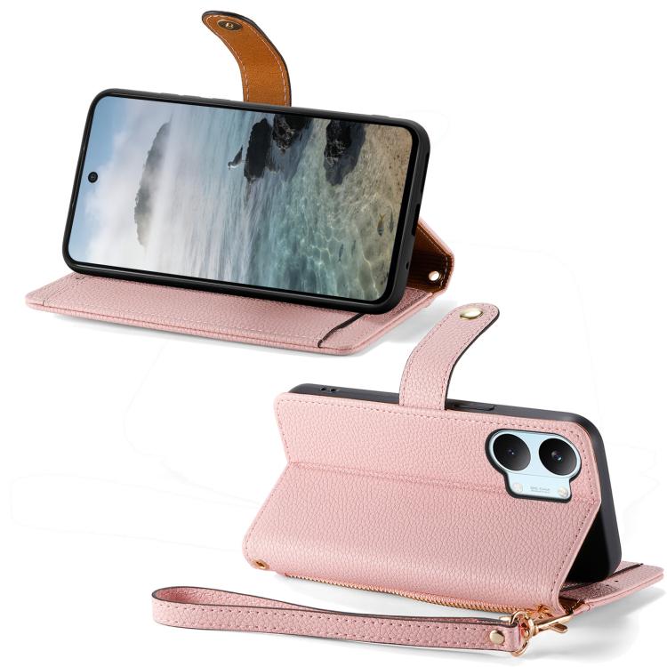 For Redmi Turbo 5 Max 5G Love Zipper Lanyard Leather Phone Case
