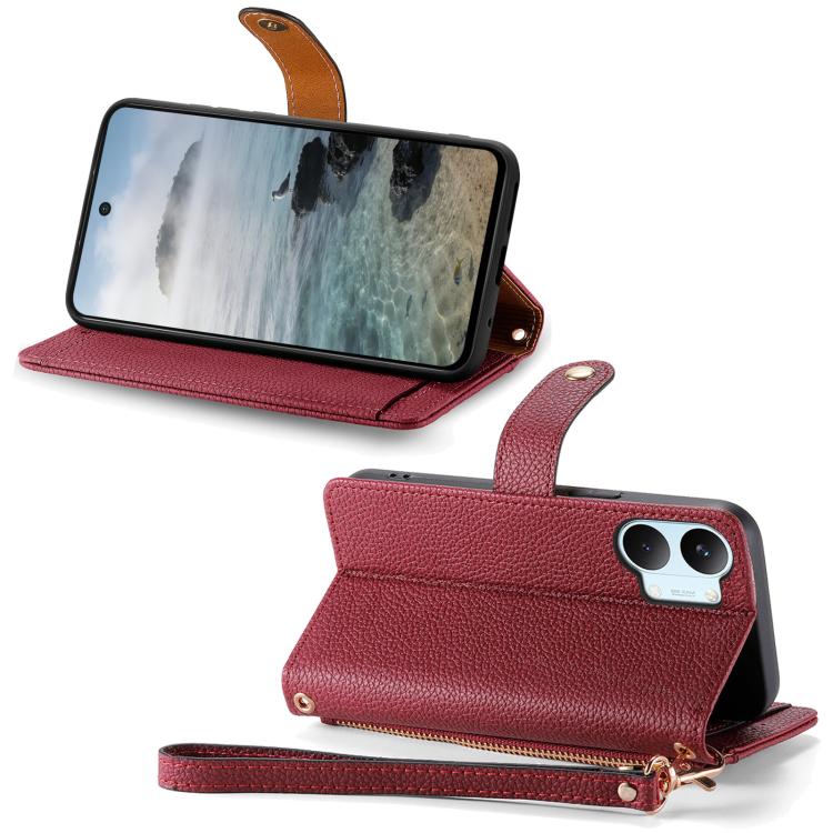 For Redmi Turbo 5 Max 5G Love Zipper Lanyard Leather Phone Case