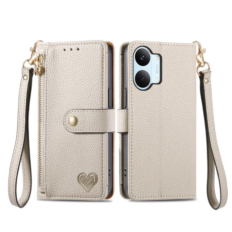 For Xiaomi Poco X8 Pro Max 5G Love Zipper Lanyard Leather Phone Case