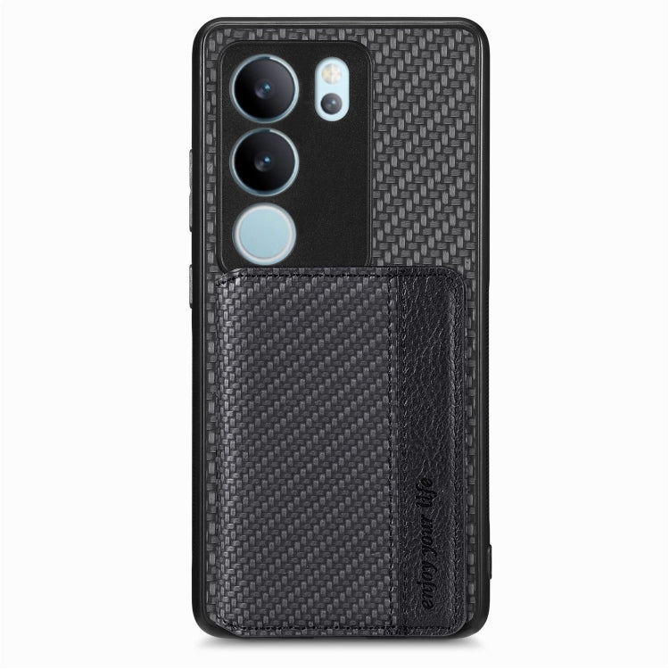 For vivo S17 Pro Carbon Fiber Magnetic Card Bag Phone Case