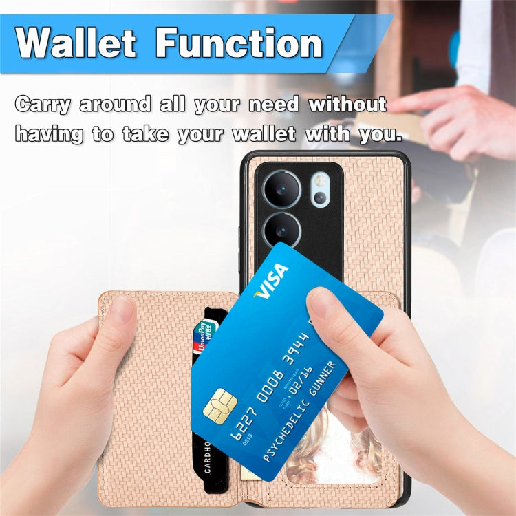 For vivo S17 Pro Carbon Fiber Magnetic Card Bag Phone Case