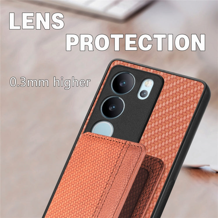 For vivo S17 Pro Carbon Fiber Magnetic Card Bag Phone Case