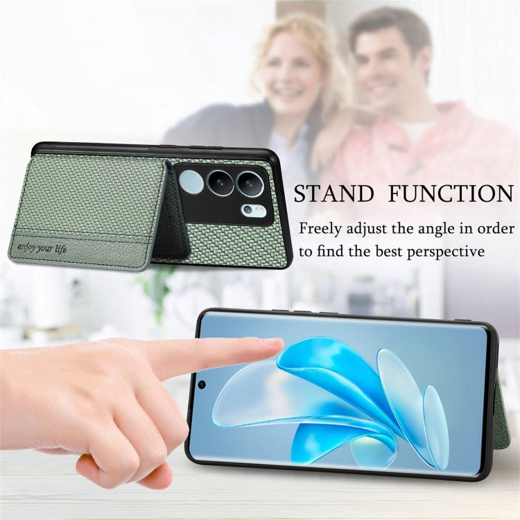 For vivo S17 Pro Carbon Fiber Magnetic Card Bag Phone Case