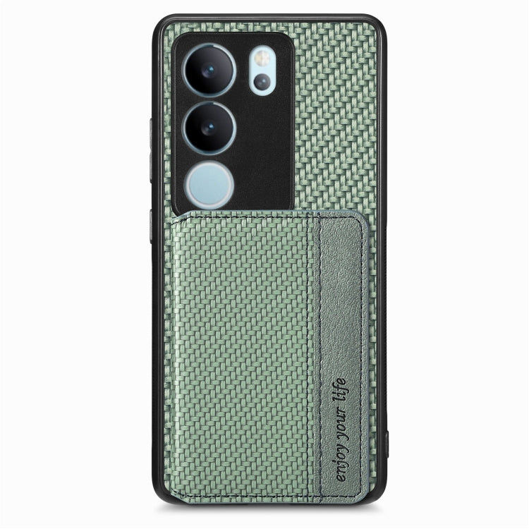 For vivo S17 Pro Carbon Fiber Magnetic Card Bag Phone Case