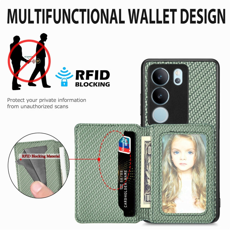 For vivo S17 Pro Carbon Fiber Magnetic Card Bag Phone Case