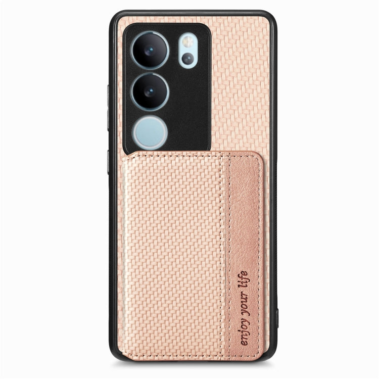 For vivo S17 Pro Carbon Fiber Magnetic Card Bag Phone Case