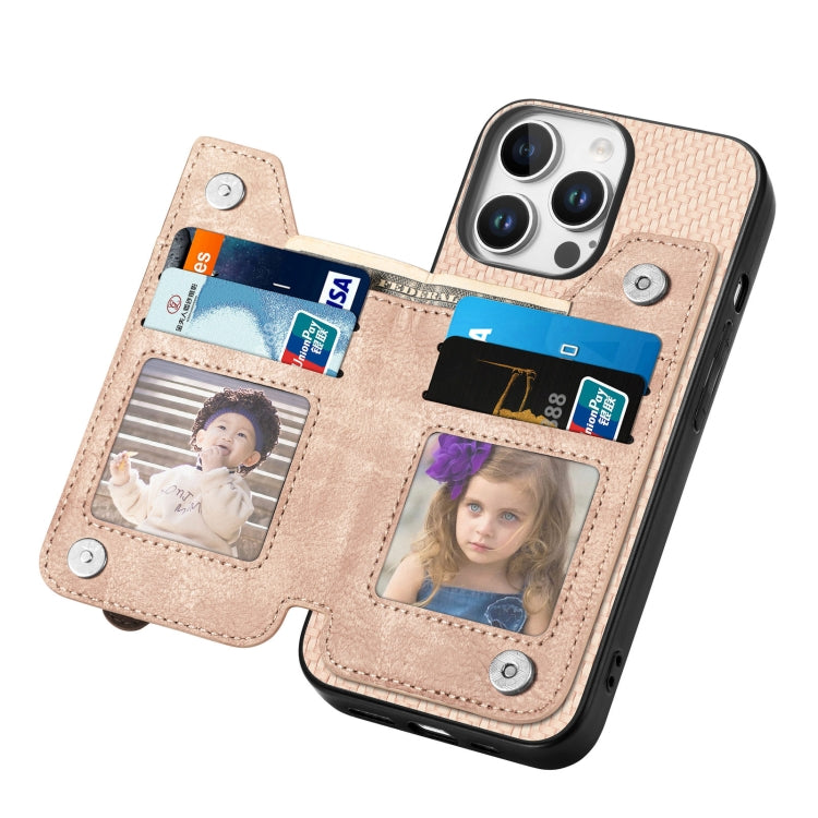 For iPhone 16 Pro Carbon Fiber Horizontal Flip Zipper Wallet Phone Case