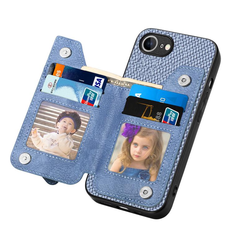 For iPhone 17e / 16e Carbon Fiber Horizontal Flip Zipper Wallet Phone Case