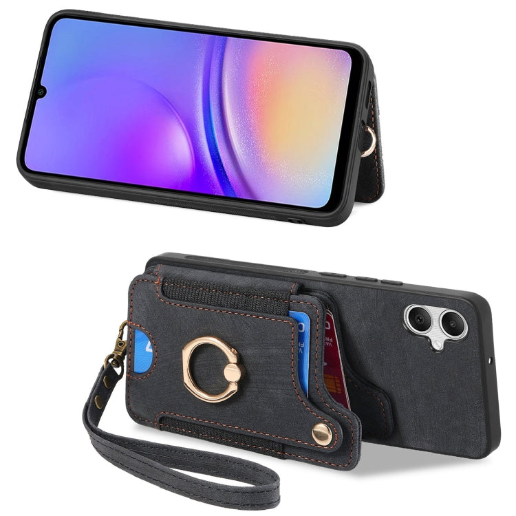 For Samsung Galaxy A05 Retro Skin-feel Ring Multi-card Wallet Phone Case