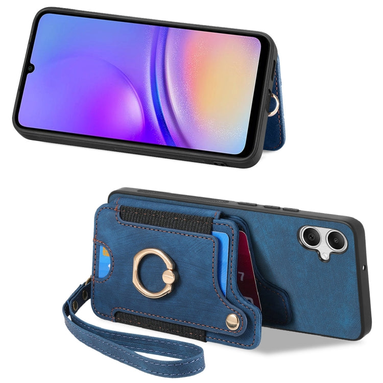 For Samsung Galaxy A05 Retro Skin-feel Ring Multi-card Wallet Phone Case