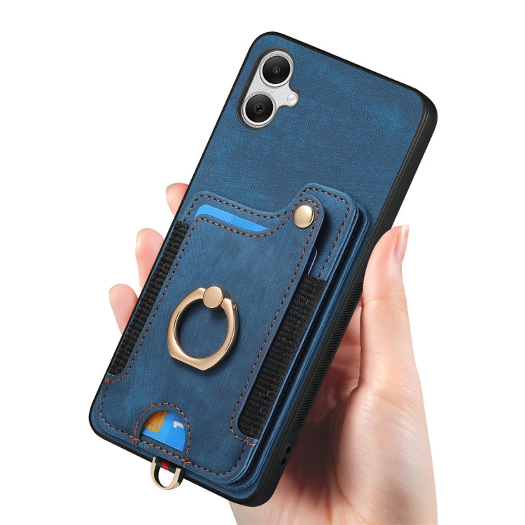 For Samsung Galaxy A05 Retro Skin-feel Ring Multi-card Wallet Phone Case