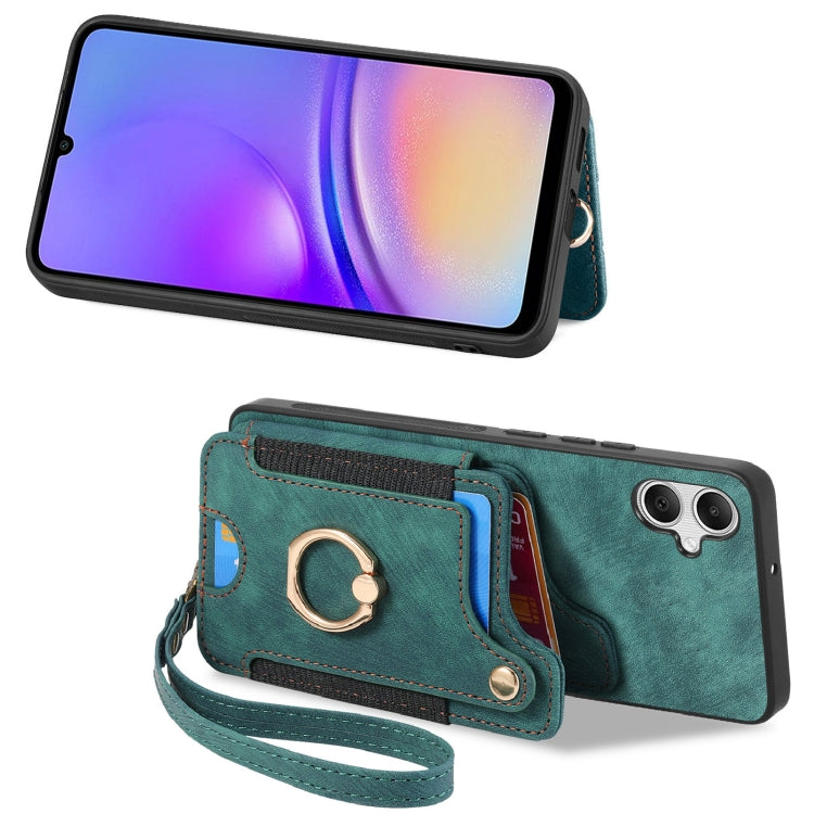 For Samsung Galaxy A05 Retro Skin-feel Ring Multi-card Wallet Phone Case