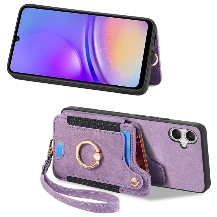 For Samsung Galaxy A05 Retro Skin-feel Ring Multi-card Wallet Phone Case