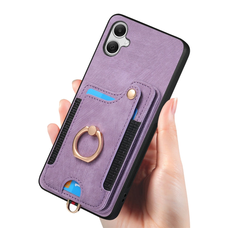 For Samsung Galaxy A05 Retro Skin-feel Ring Multi-card Wallet Phone Case