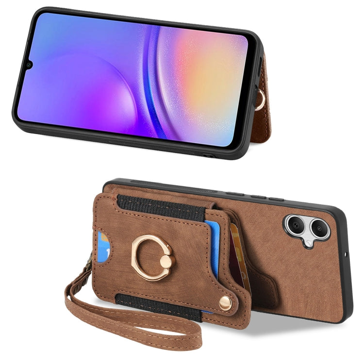 For Samsung Galaxy A05 Retro Skin-feel Ring Multi-card Wallet Phone Case