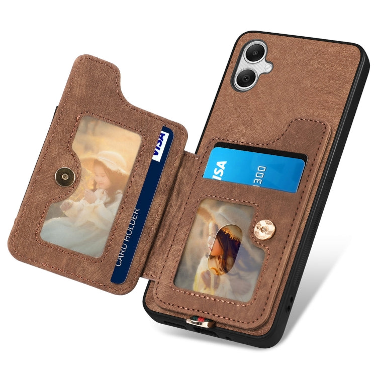 For Samsung Galaxy A05 Retro Skin-feel Ring Multi-card Wallet Phone Case