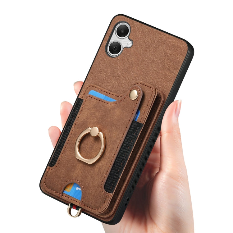 For Samsung Galaxy A05 Retro Skin-feel Ring Multi-card Wallet Phone Case