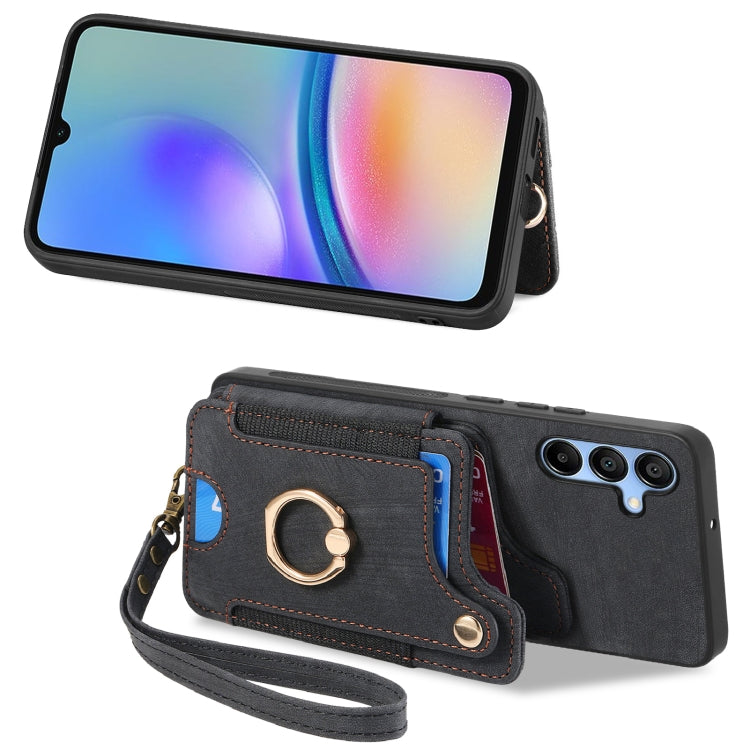 For Samsung Galaxy A05s Retro Skin-feel Ring Multi-card Wallet Phone Case