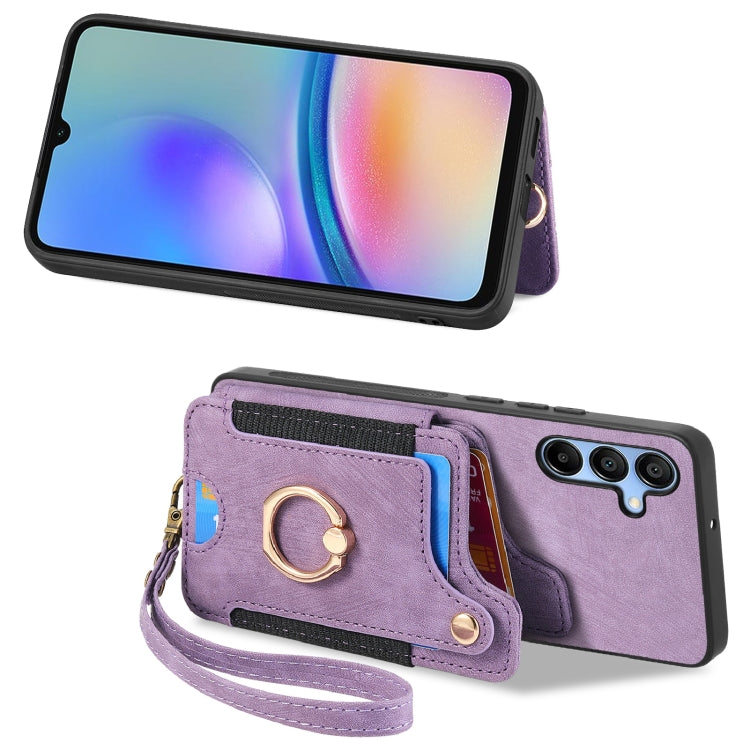 For Samsung Galaxy A05s Retro Skin-feel Ring Multi-card Wallet Phone Case