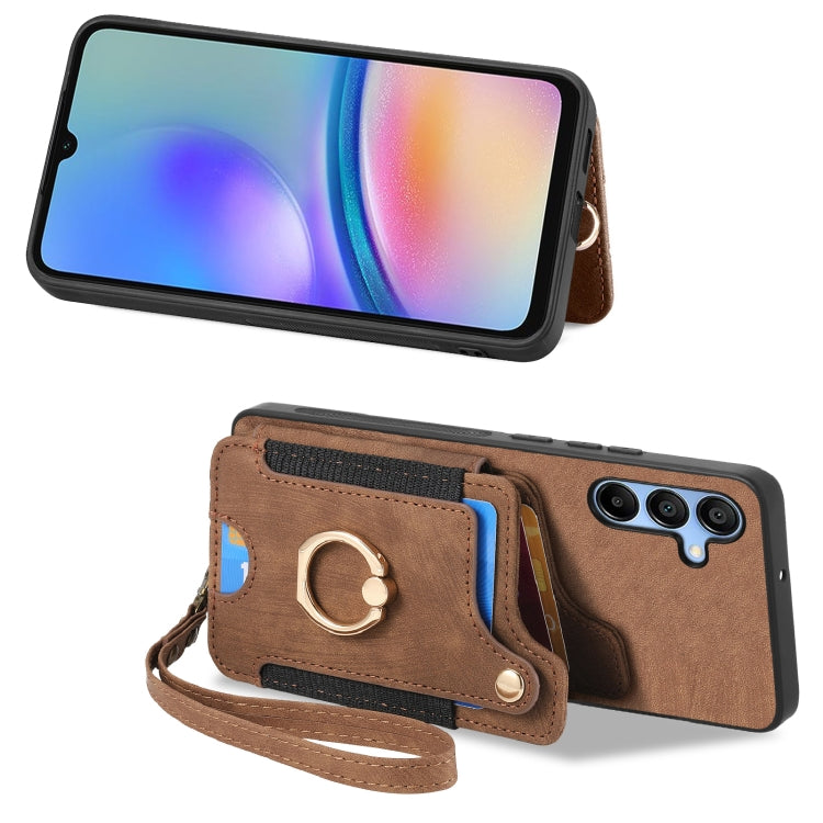 For Samsung Galaxy A05s Retro Skin-feel Ring Multi-card Wallet Phone Case
