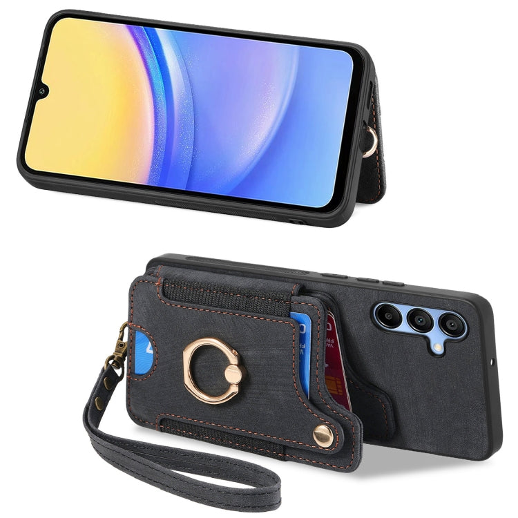 For Samsung Galaxy A15 Retro Skin-feel Ring Multi-card Wallet Phone Case