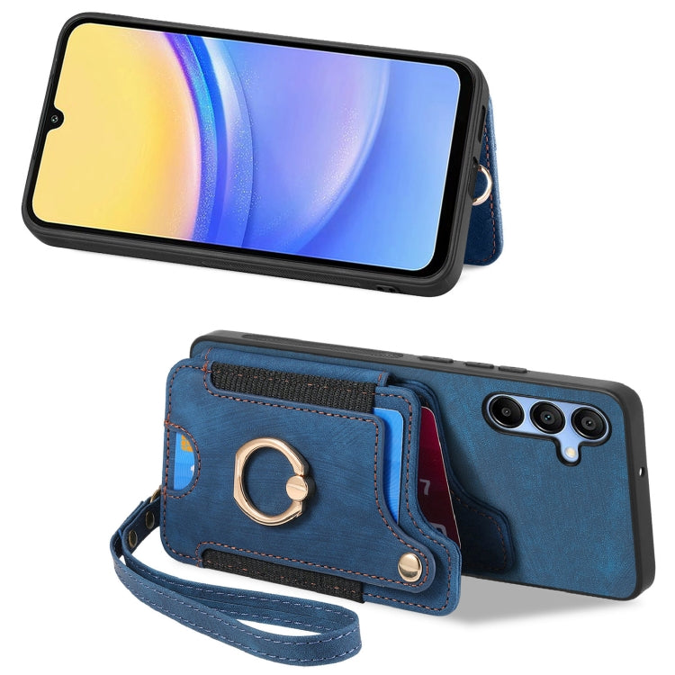 For Samsung Galaxy A15 Retro Skin-feel Ring Multi-card Wallet Phone Case