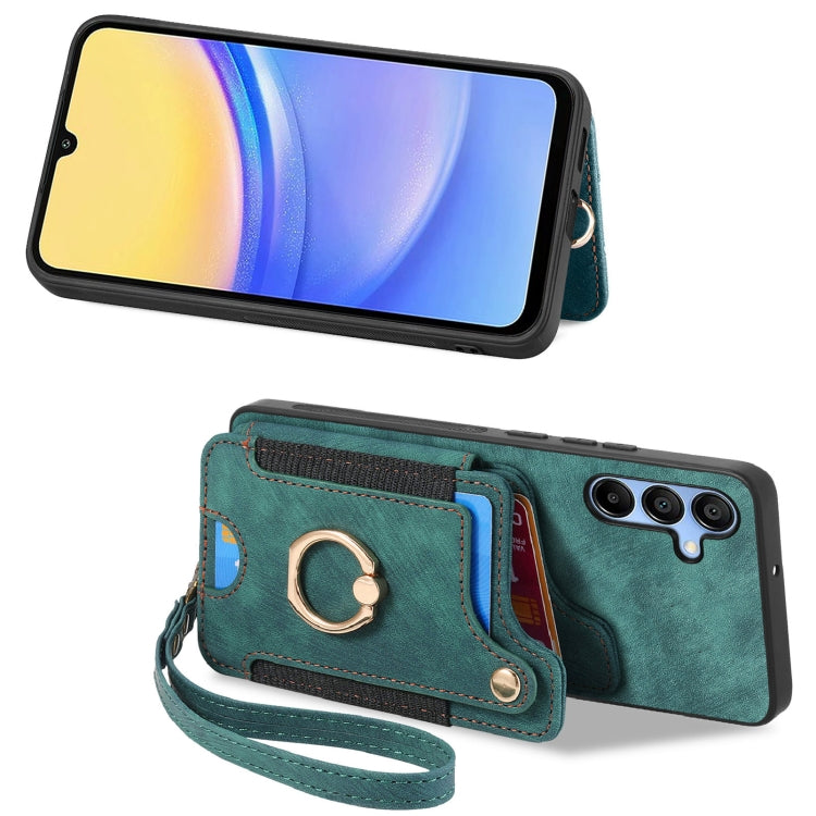 For Samsung Galaxy A15 Retro Skin-feel Ring Multi-card Wallet Phone Case