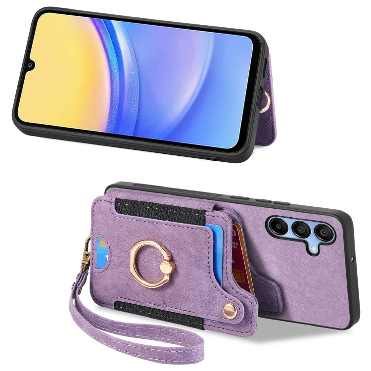 For Samsung Galaxy A15 Retro Skin-feel Ring Multi-card Wallet Phone Case