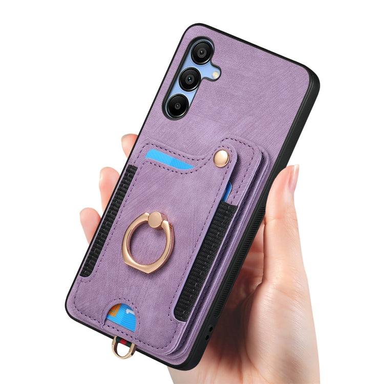 For Samsung Galaxy A15 Retro Skin-feel Ring Multi-card Wallet Phone Case